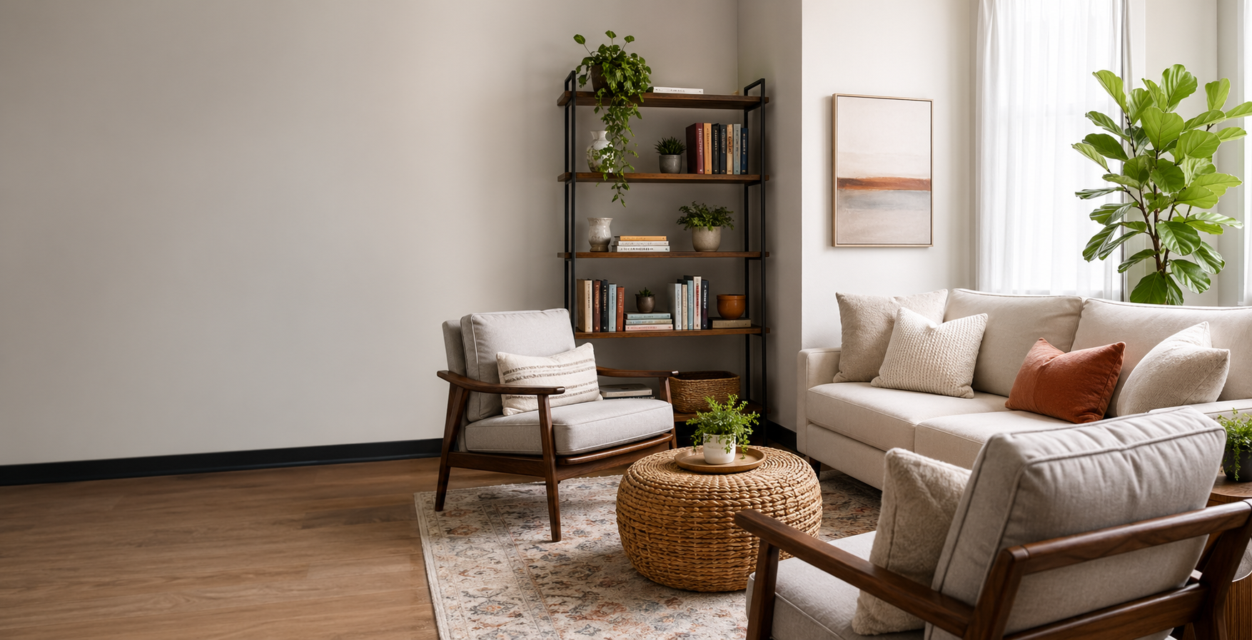 A calm counseling room prepared for supportive care